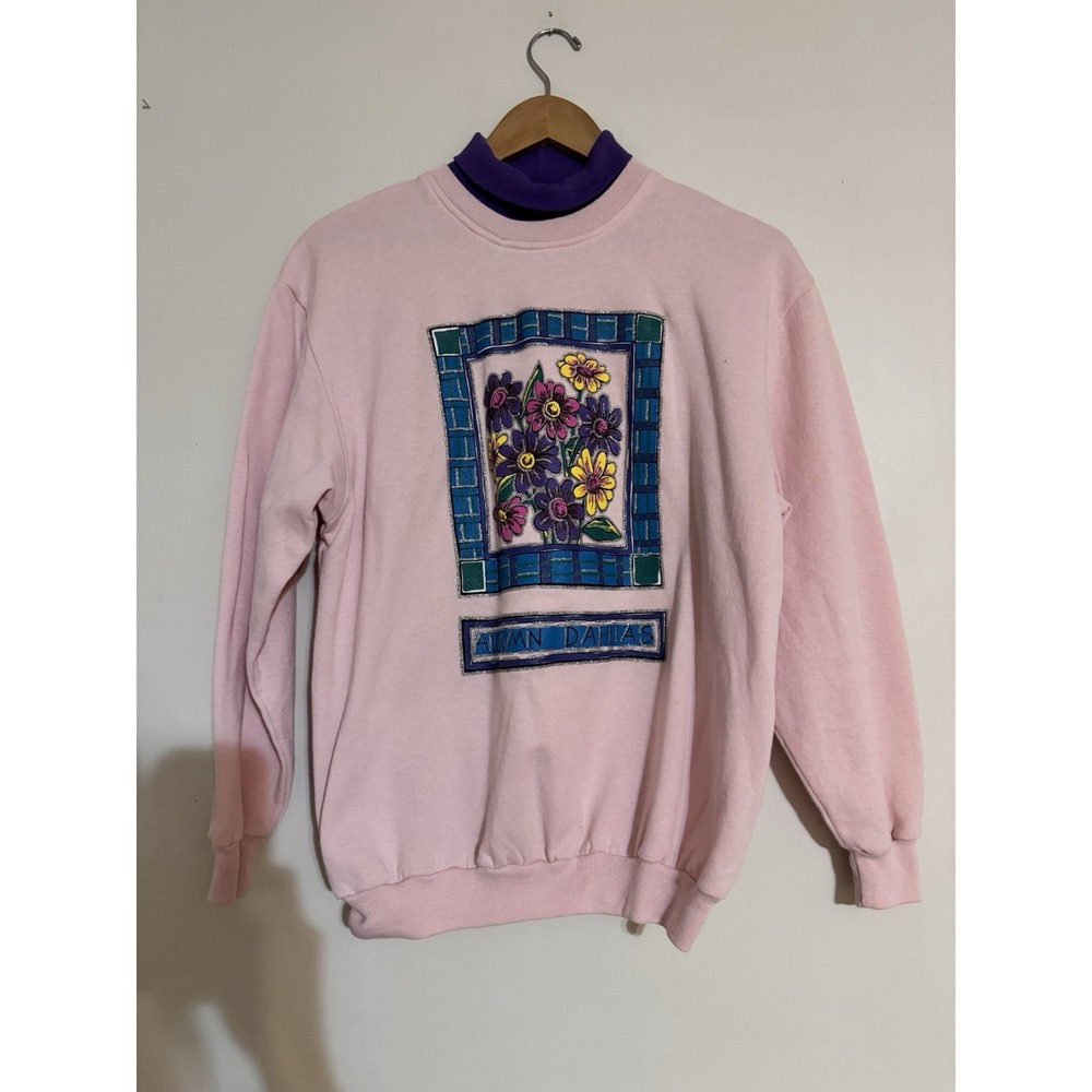 Vintage Grandma 90s Mock Turtle Neck Sweatshirt 00s Y2K Core K.W.B.L Los Angeles
